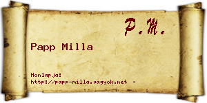 Papp Milla névjegykártya